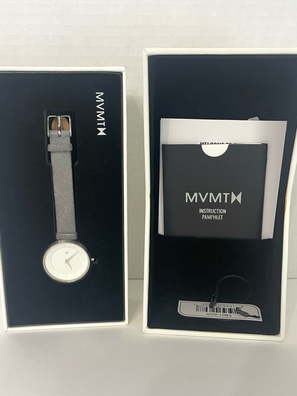 MVMT Watch Womens 32mm Gray Band Quartz Analog Silver Tone W/ Box Needs Battery